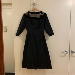 Vintage 40s 50s black sheer mesh velvet dress size small medium